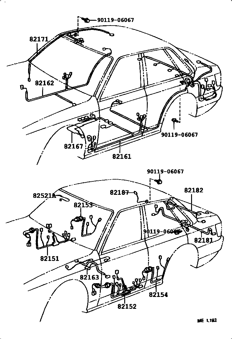 Toyota CAMRY 线束和卡夹 EPC diagram — 827466