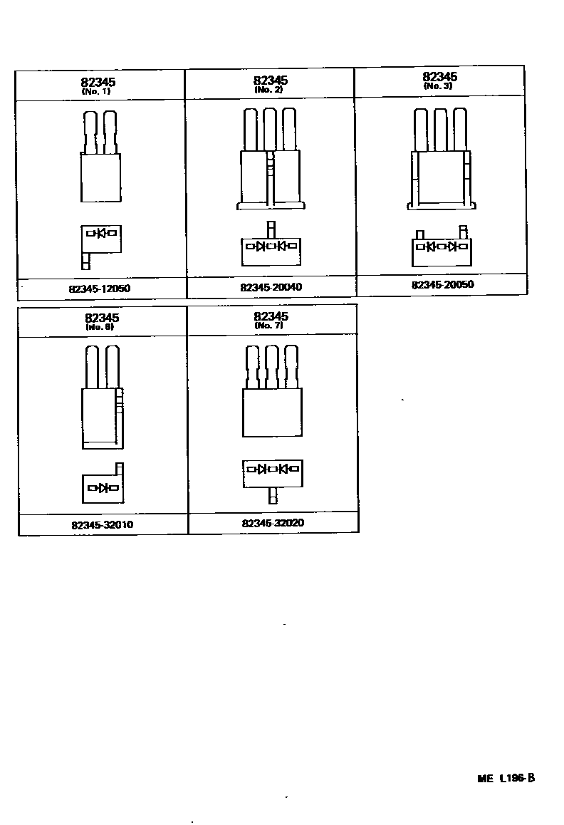 Toyota CAMRY 线束和卡夹 EPC diagram — MEL196B