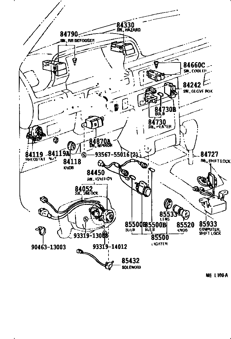 Toyota CAMRY 开关和继电器和ECU EPC diagram — 84B983