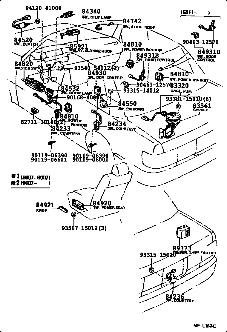 Toyota CAMRY 开关和继电器和ECU EPC diagram — 84B985