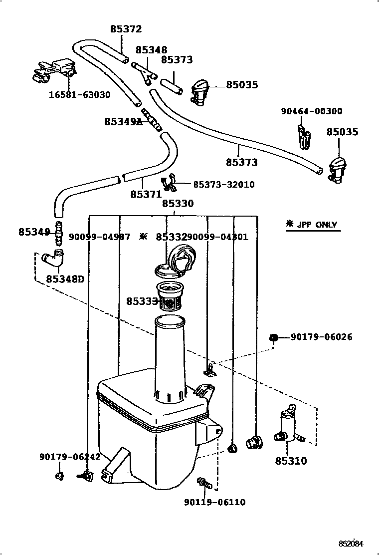 Toyota CAMRY 挡风玻璃清洗器 EPC diagram — 852084A