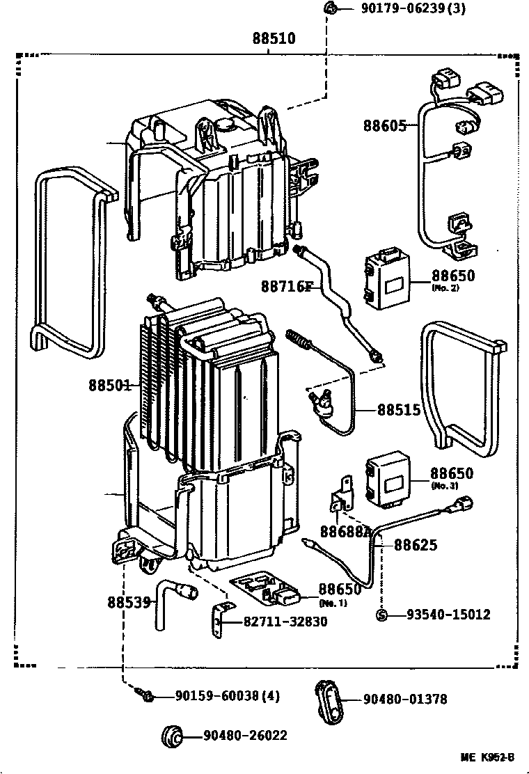 Toyota CAMRY 暖风和空调系统 - 冷却器组件 EPC diagram — 87B819
