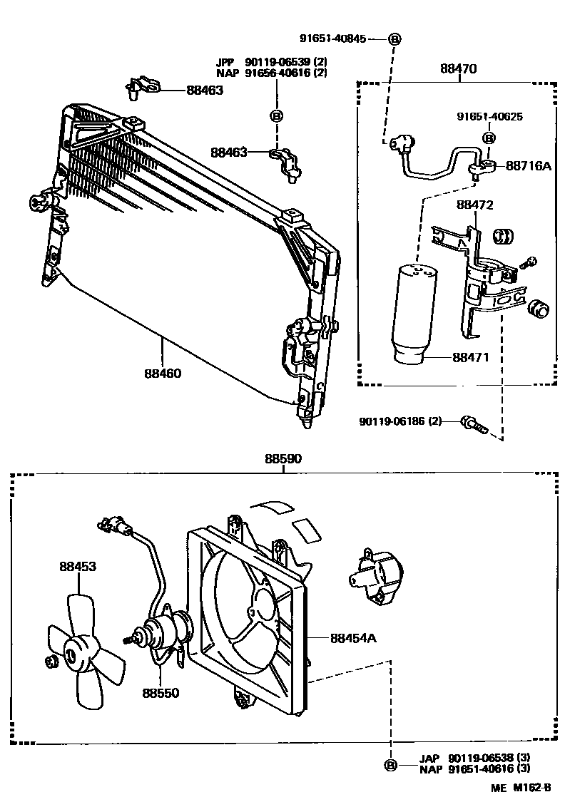 Toyota CAMRY Heating & Air Conditioning - Cooler Piping EPC diagram — MEM162B