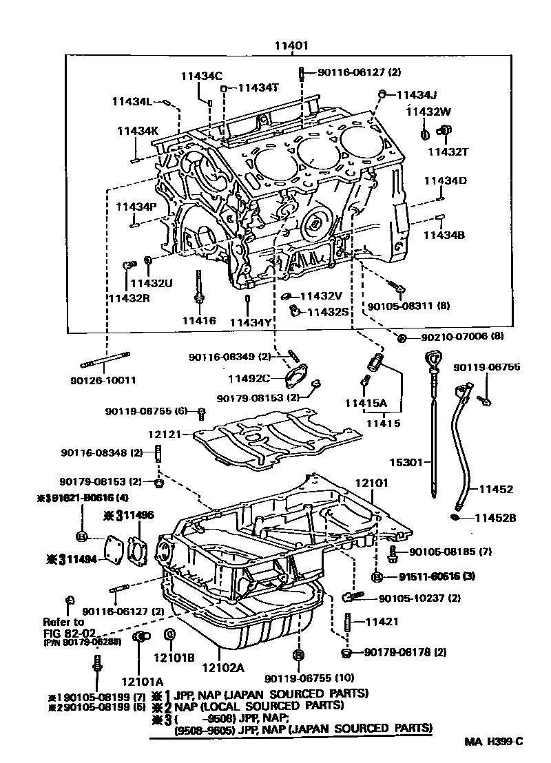 Toyota CAMRY Cylinder Block EPC diagram — MAH399C