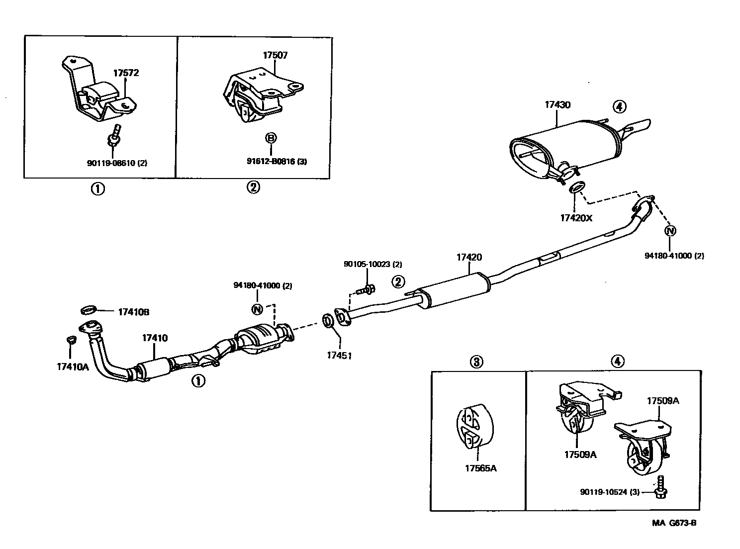 Toyota CAMRY Exhaust Pipe EPC diagram — MAG673B