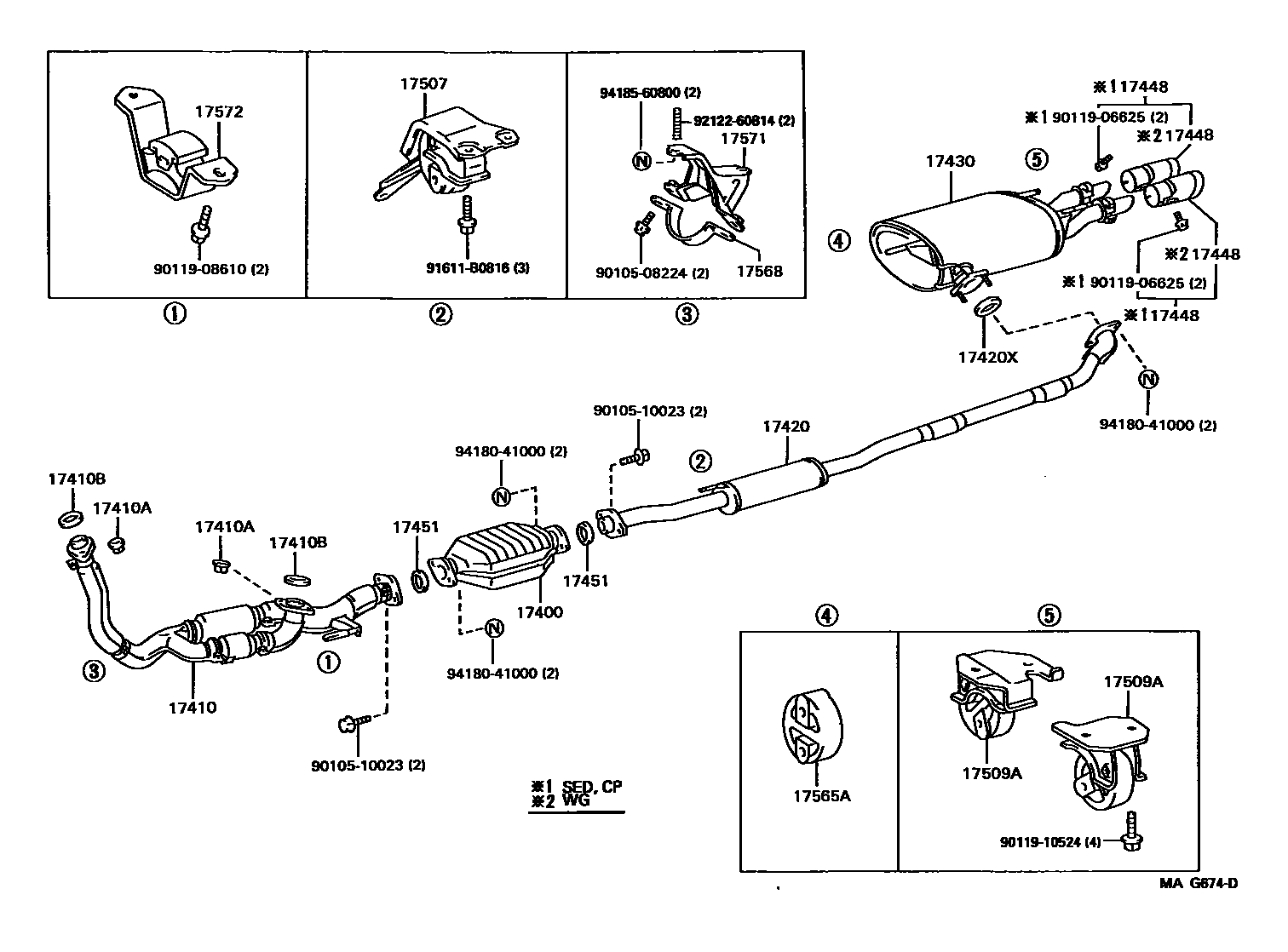 Toyota CAMRY Exhaust Pipe EPC diagram — MAG674D