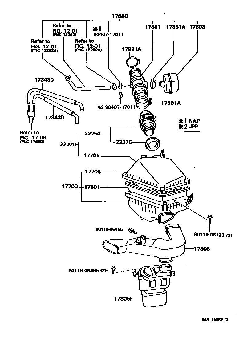 Toyota CAMRY Air Cleaner EPC diagram — MAG662D
