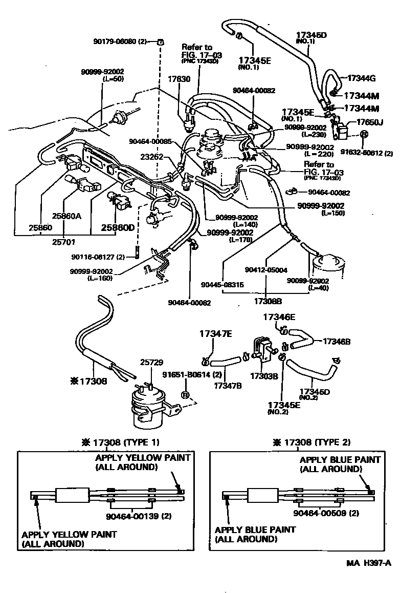 Toyota CAMRY vacuum tube EPC diagram — MAH397A