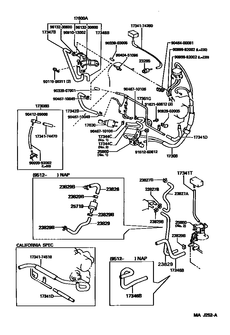 Toyota CAMRY vacuum tube EPC diagram — MAJ252A
