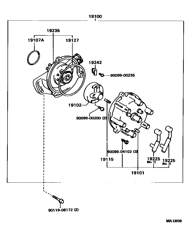 Toyota CAMRY 分电器 EPC diagram — MAE608