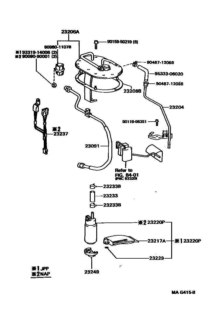 Toyota CAMRY 燃油喷射系统 EPC diagram — MAG415B