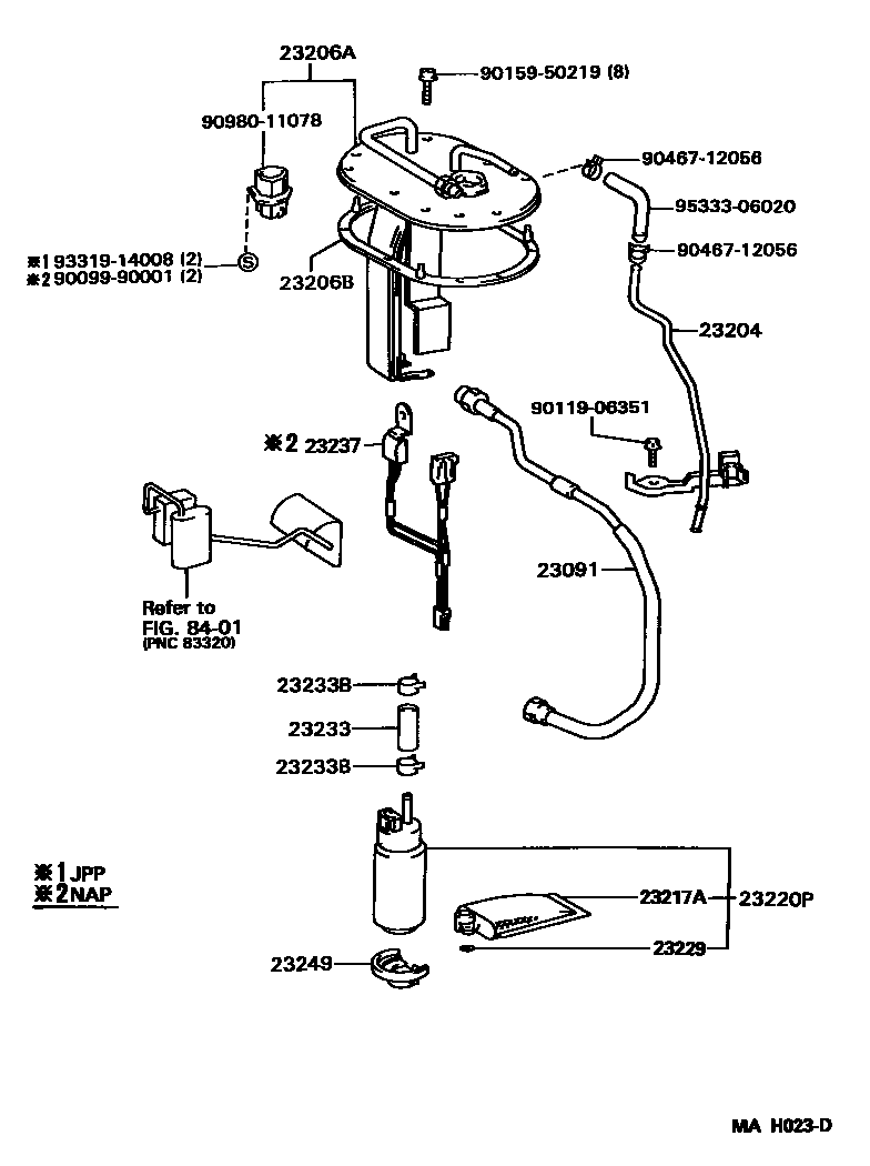 Toyota CAMRY 燃油喷射系统 EPC diagram — MAH023D