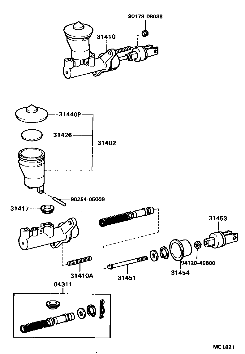 Toyota CAMRY 离合器总泵 EPC diagram — MCL821