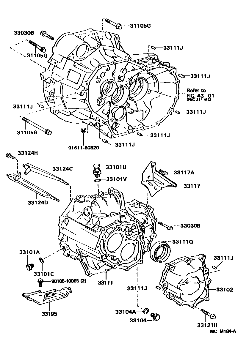 Toyota CAMRY 离合器壳和变速器壳(MTM) EPC diagram — MCM184A