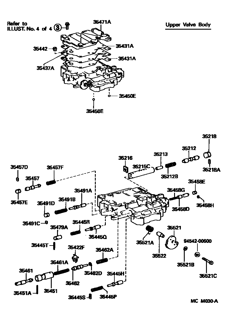 Toyota CAMRY 阀体和滤油网(ATM) EPC diagram — MCM030A