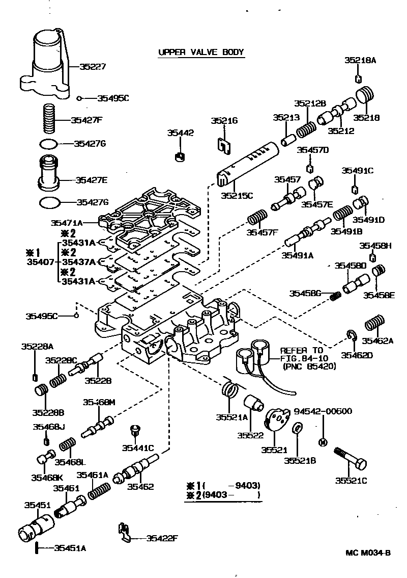 Toyota CAMRY 阀体和滤油网(ATM) EPC diagram — MCM034B