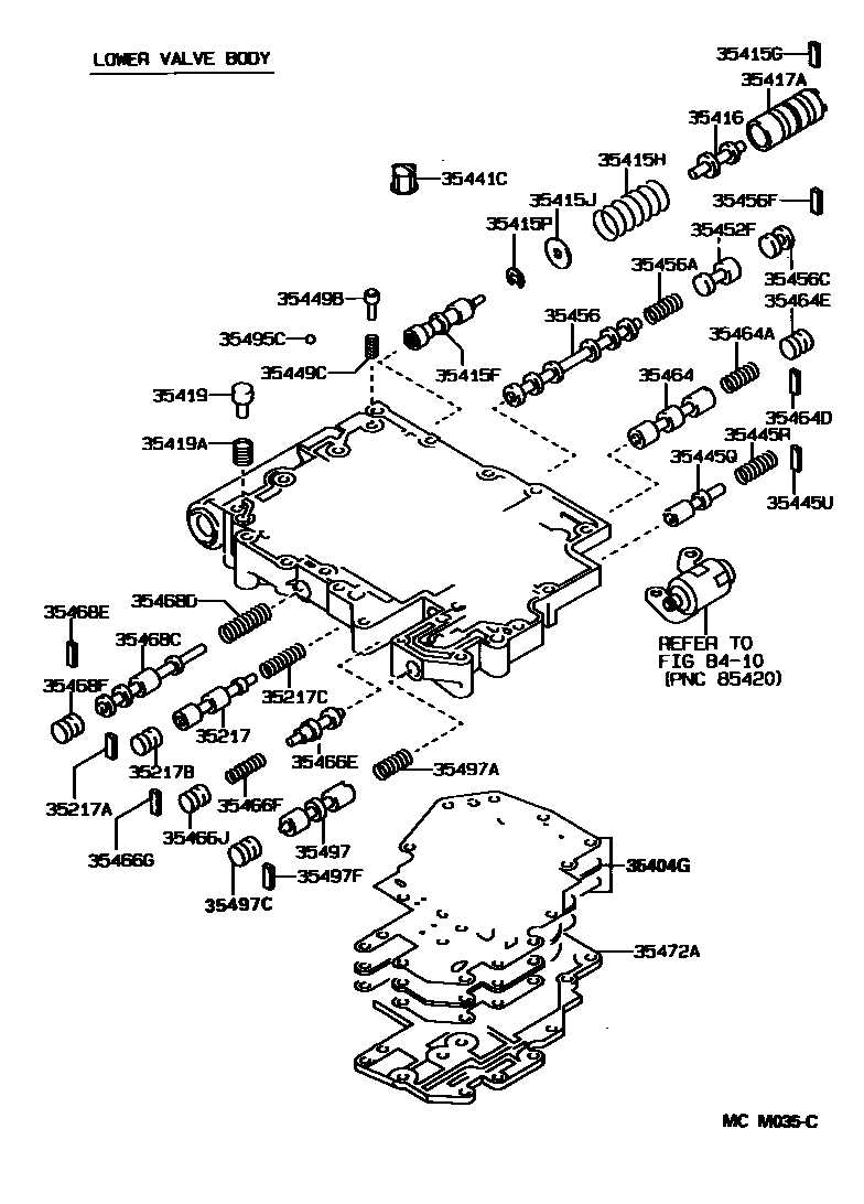 Toyota CAMRY 阀体和滤油网(ATM) EPC diagram — MCM035C