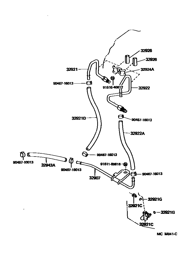 Toyota CAMRY 变速器油冷却器和配管(ATM) EPC diagram — MCM041C