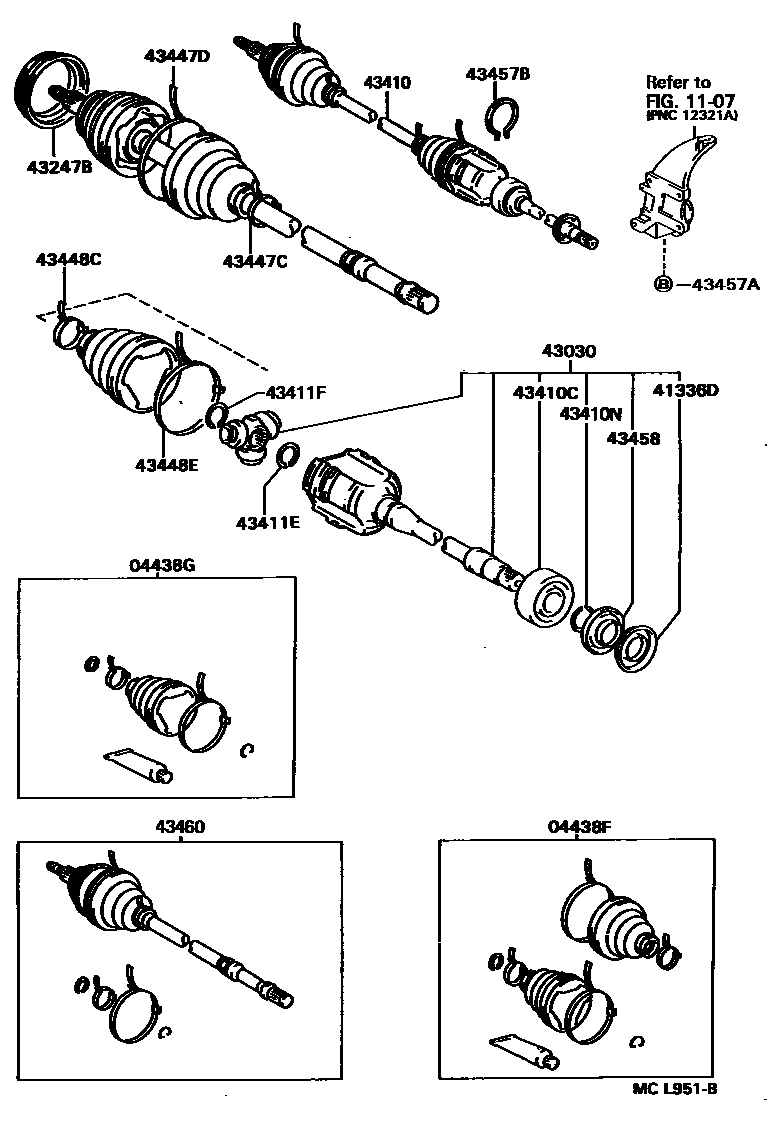 Toyota CAMRY Front Drive Shaft EPC diagram — MCL951B
