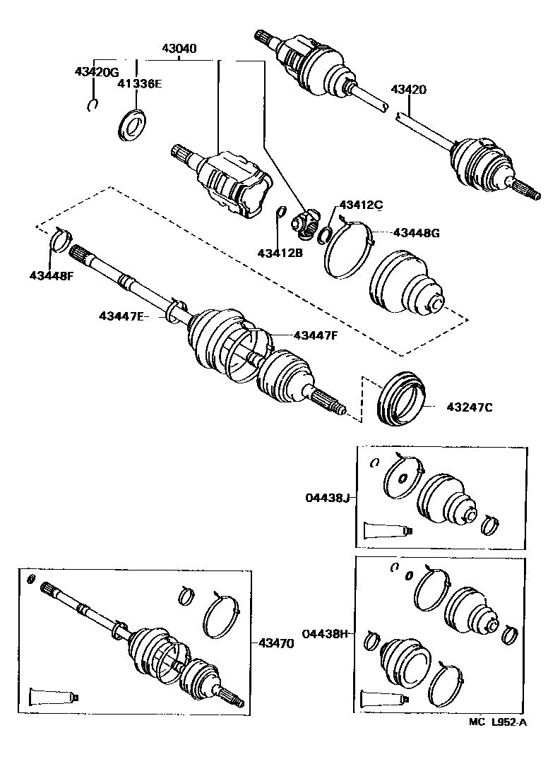 Toyota CAMRY Front Drive Shaft EPC diagram — MCL952A