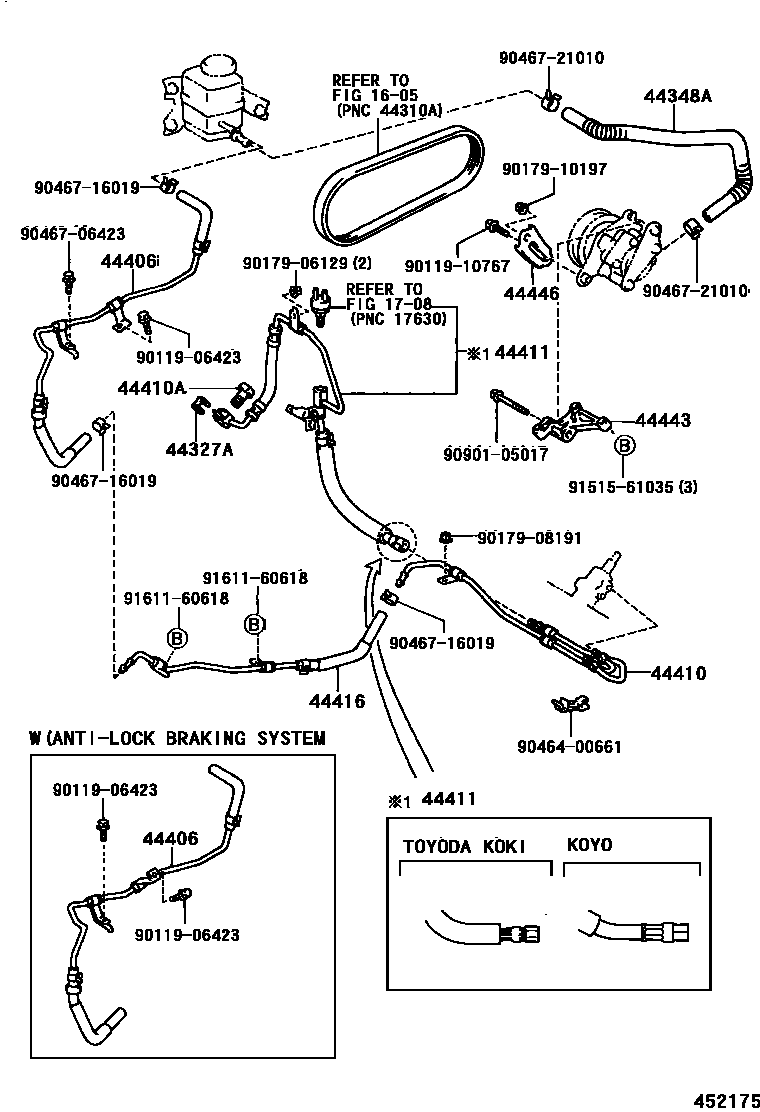 Toyota CAMRY 动力转向配管 EPC diagram — 452175