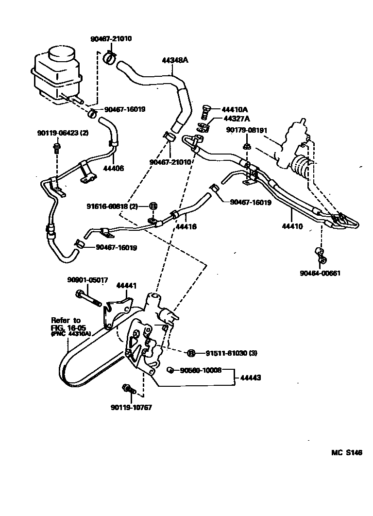 Toyota CAMRY 动力转向配管 EPC diagram — MCS146