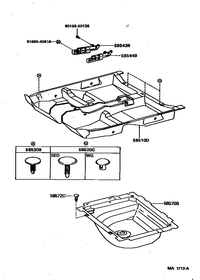 Toyota CAMRY 地板垫和地毯 EPC diagram — MA1712A