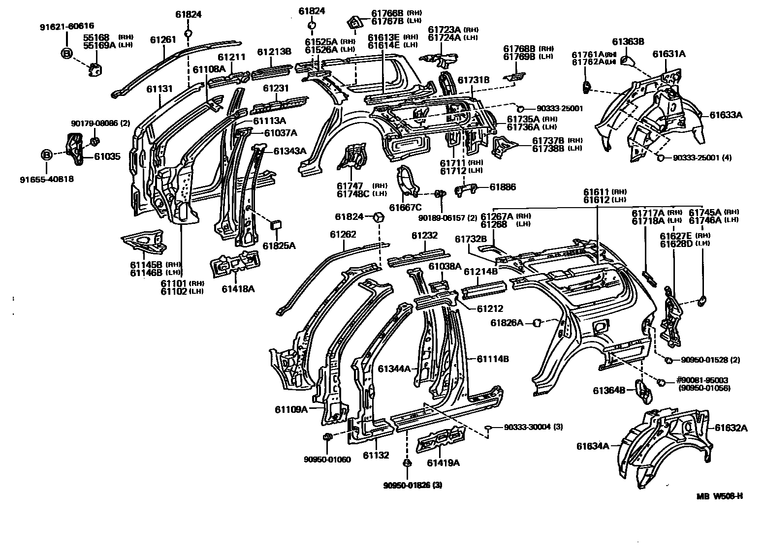 Toyota CAMRY 侧梁 EPC diagram — MBW508H