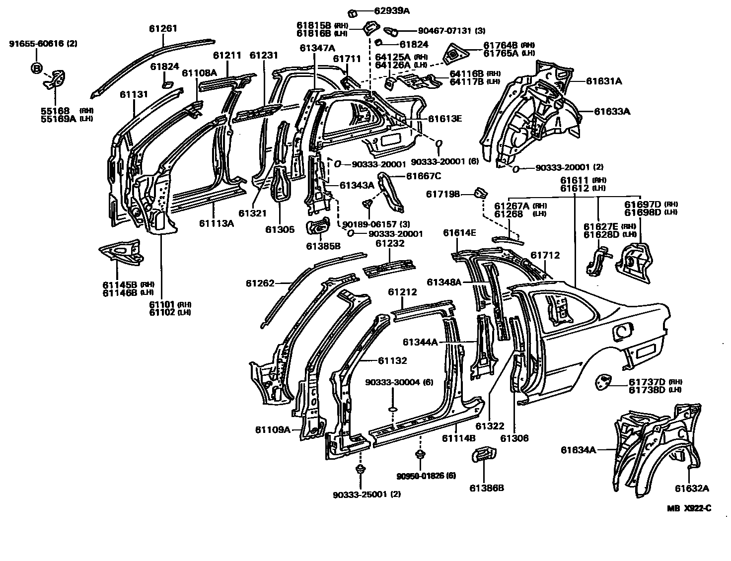 Toyota CAMRY 侧梁 EPC diagram — MBX922C