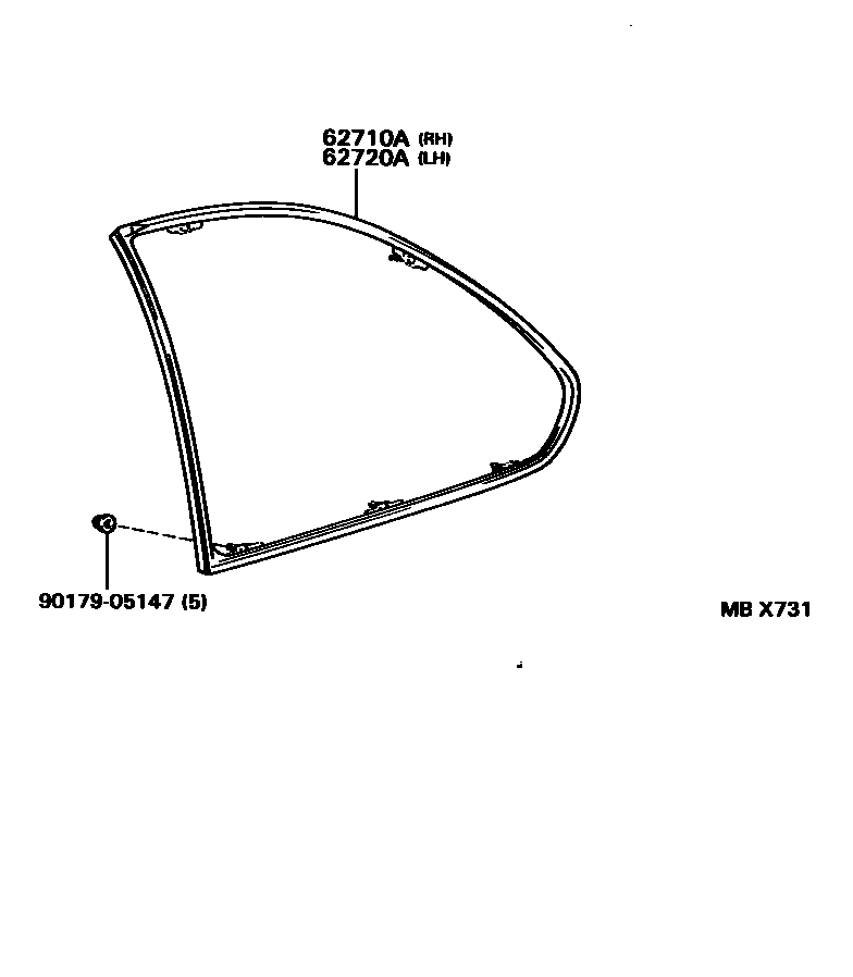 Toyota CAMRY 角窗 EPC diagram — MBX731