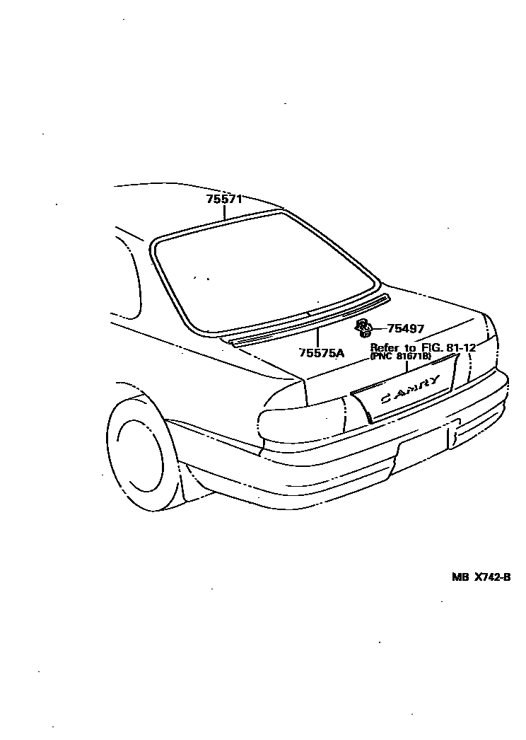 Toyota CAMRY 后防护条 EPC diagram — MBX742B