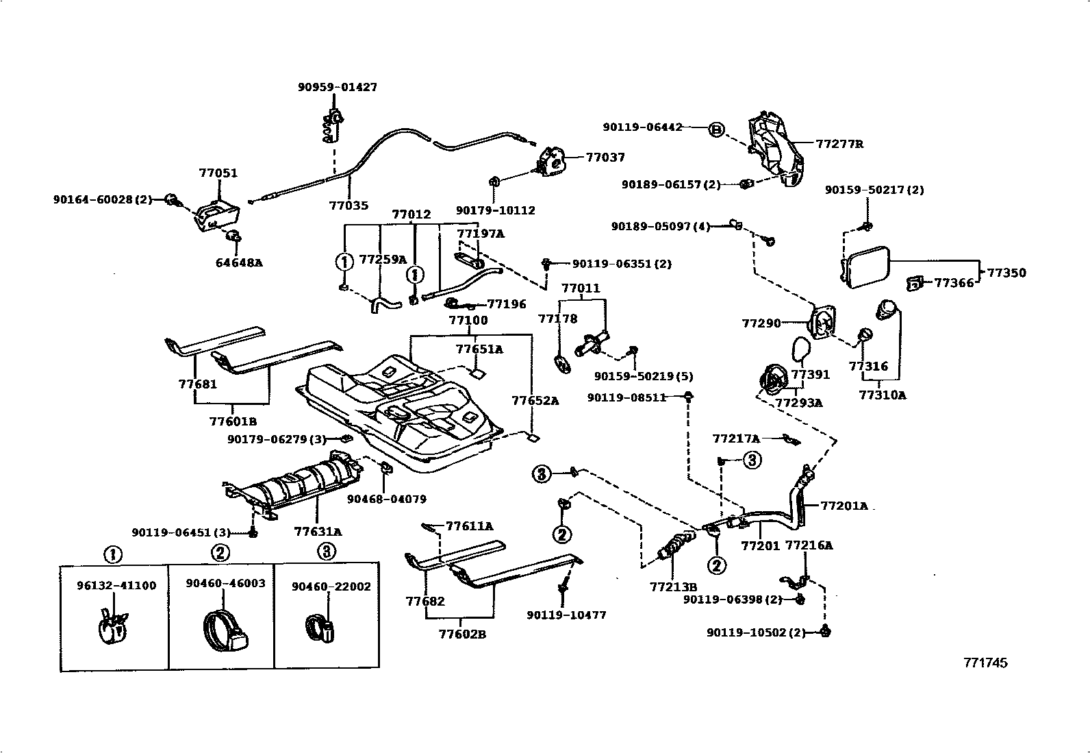 Toyota CAMRY 燃油箱和燃油管 EPC diagram — 771745