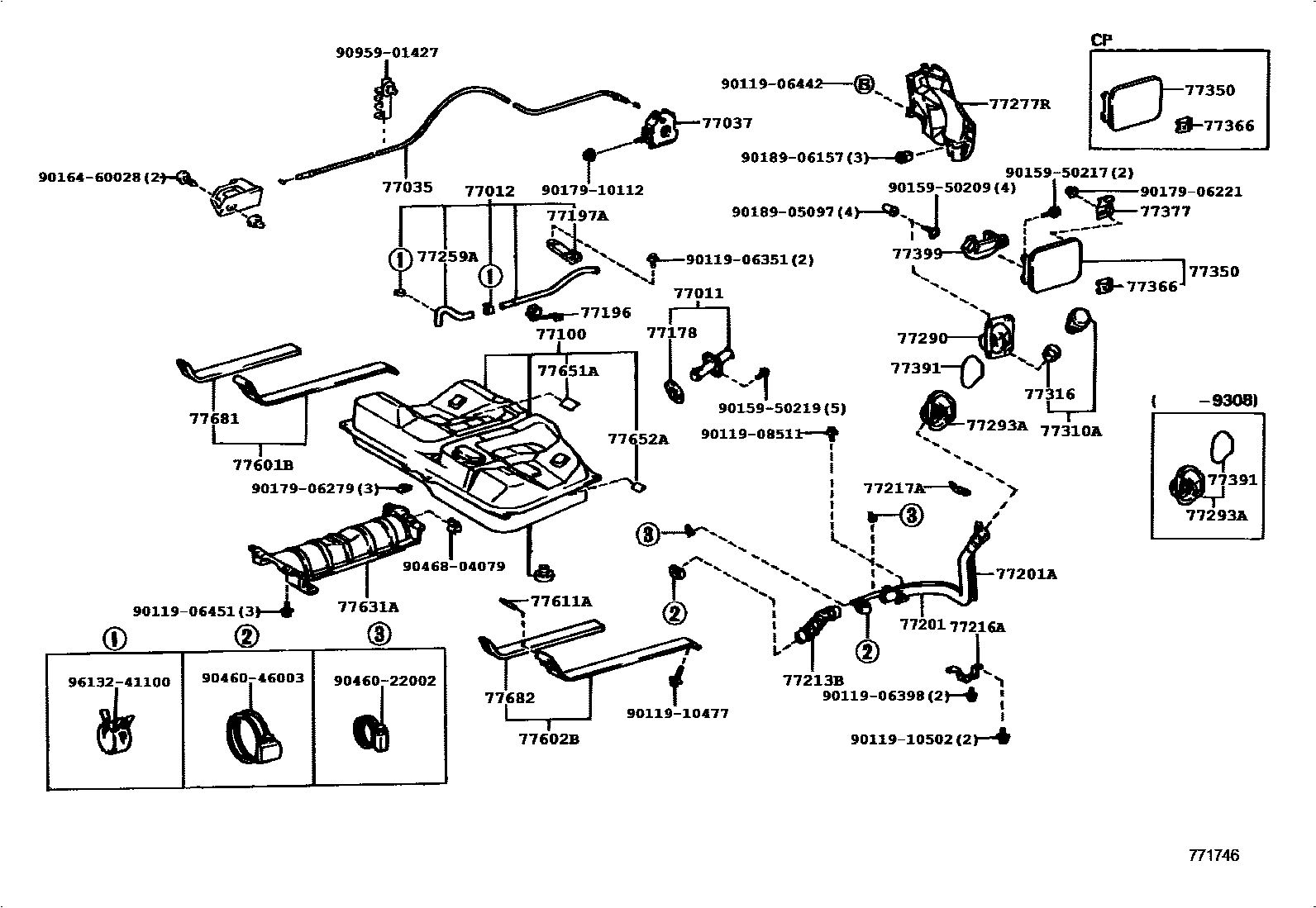 Toyota CAMRY 燃油箱和燃油管 EPC diagram — 771746