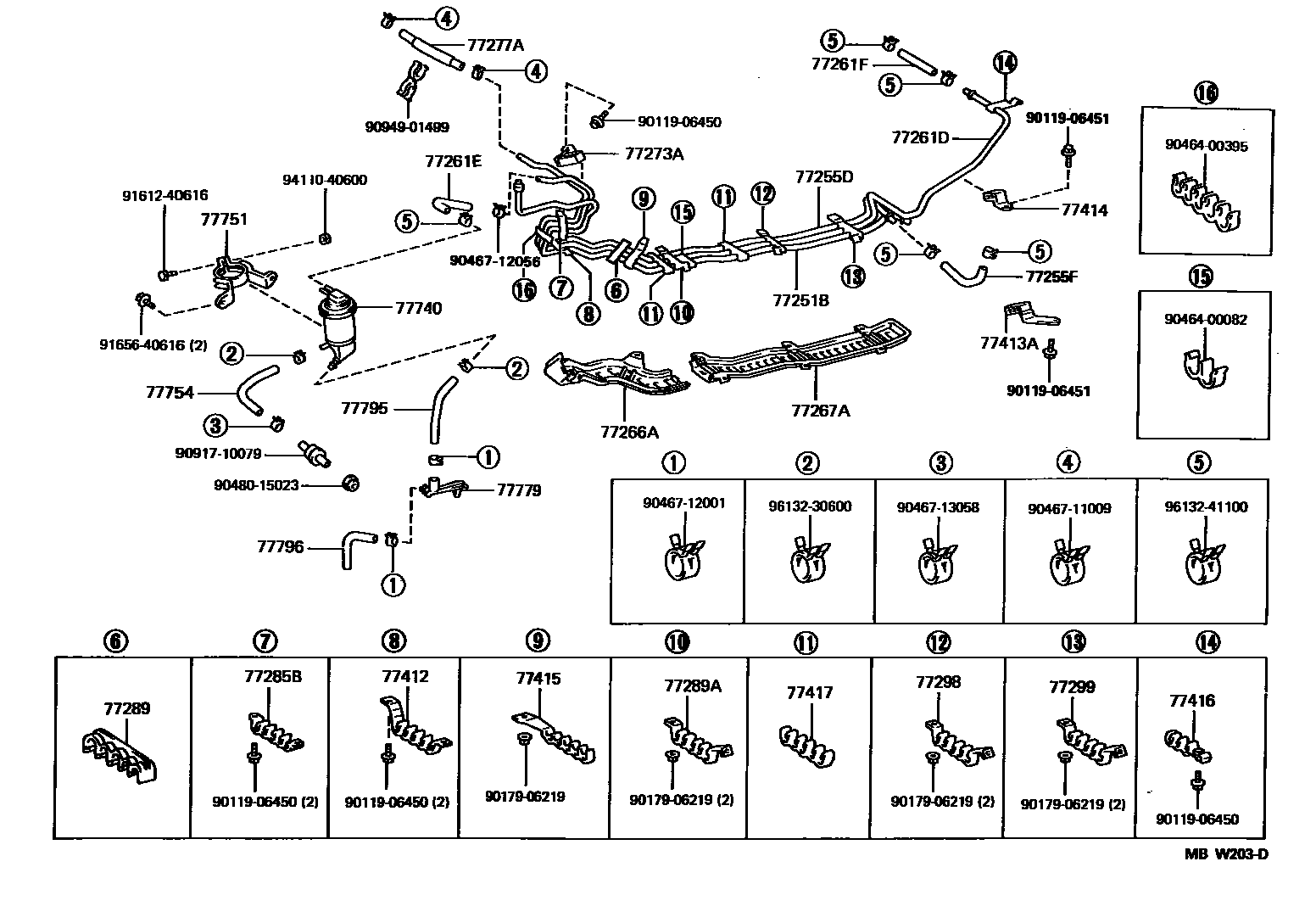 Toyota CAMRY 燃油箱和燃油管 EPC diagram — MBW203D