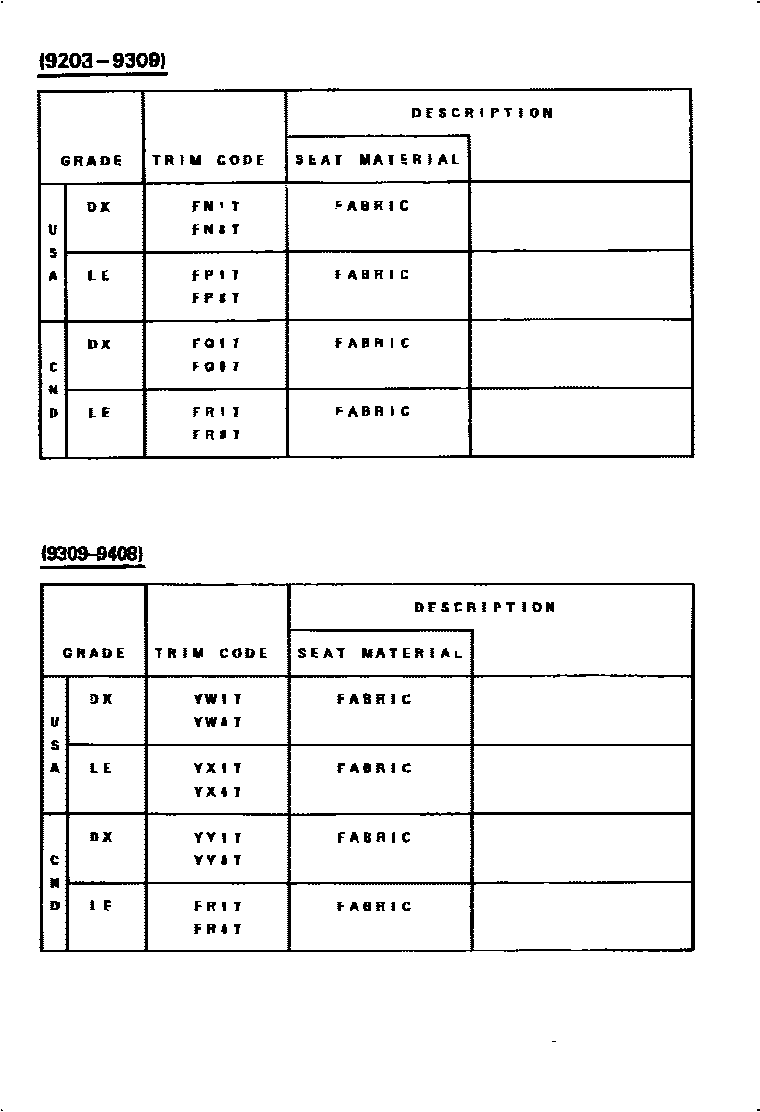 Toyota CAMRY 颜色判定表 EPC diagram — 790204