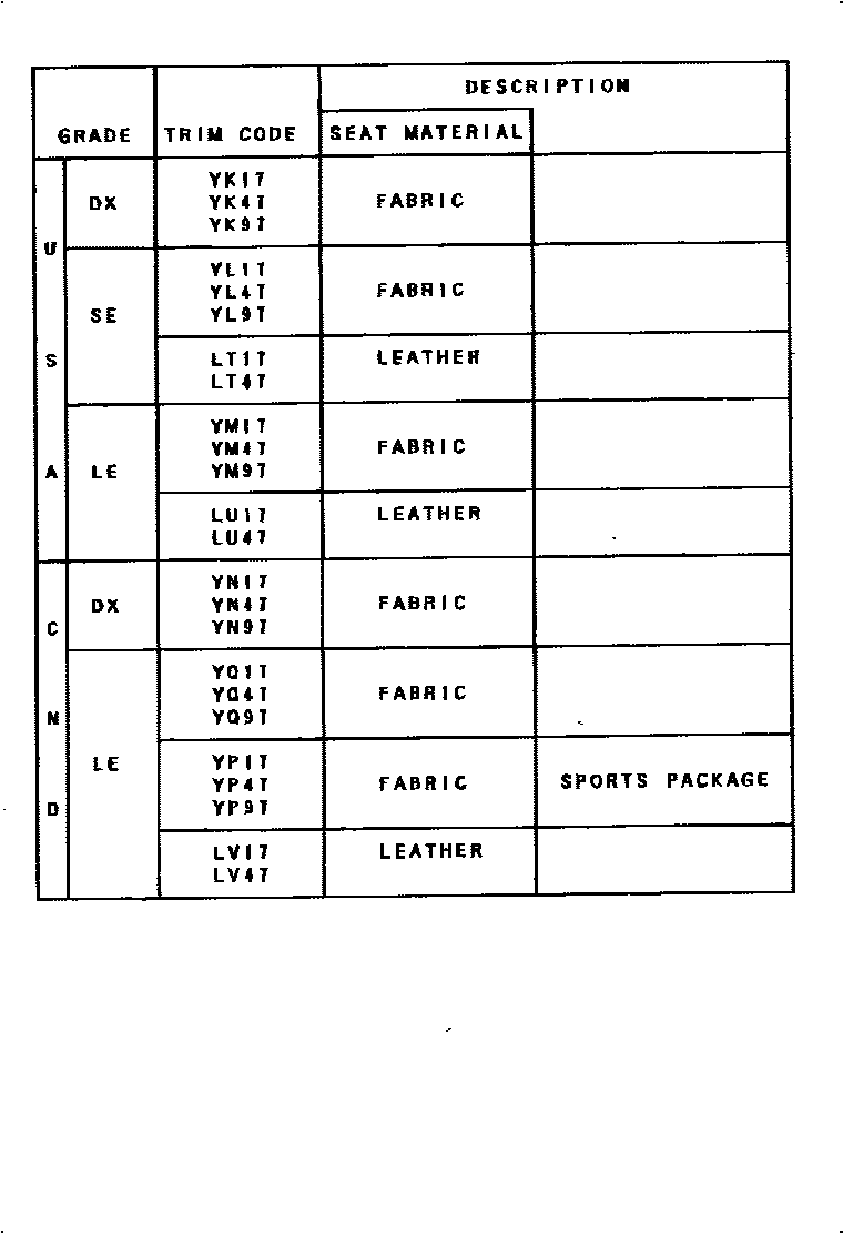 Toyota CAMRY 颜色判定表 EPC diagram — 790205