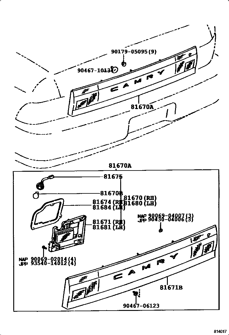 Toyota CAMRY 倒车灯 EPC diagram — 814017A