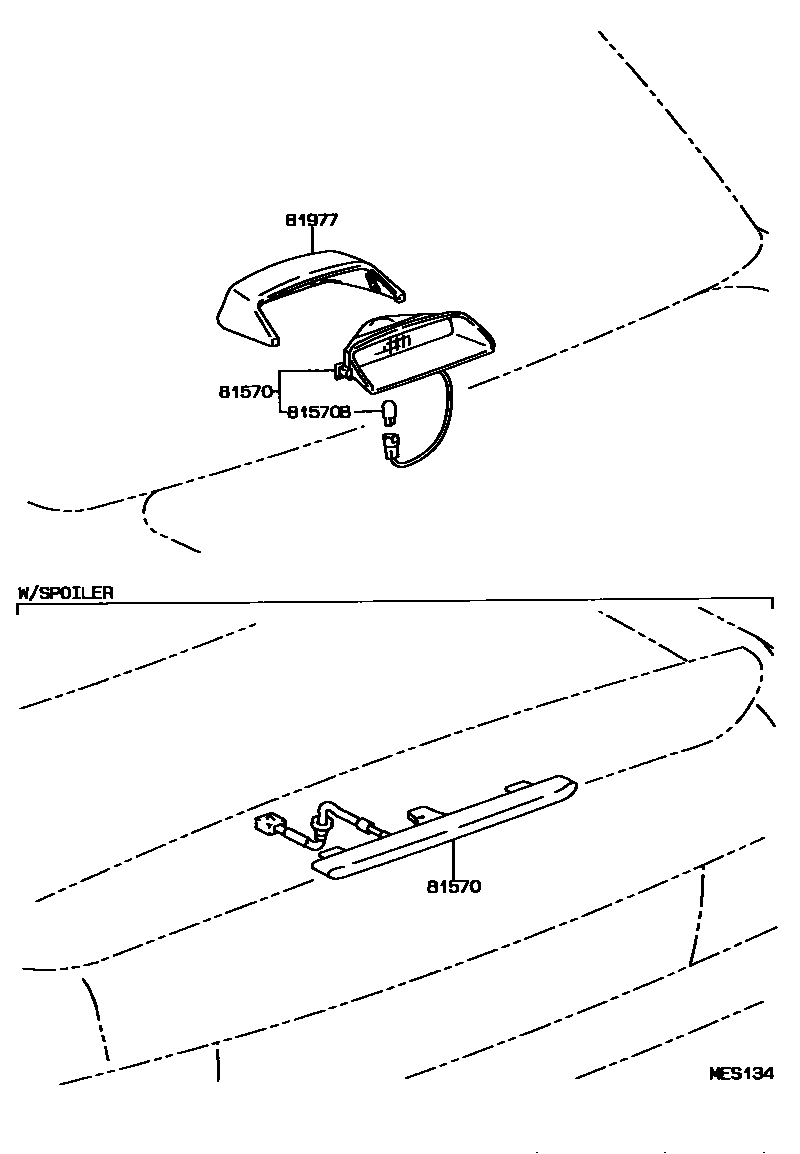Toyota CAMRY 高位刹车灯 EPC diagram — MES134