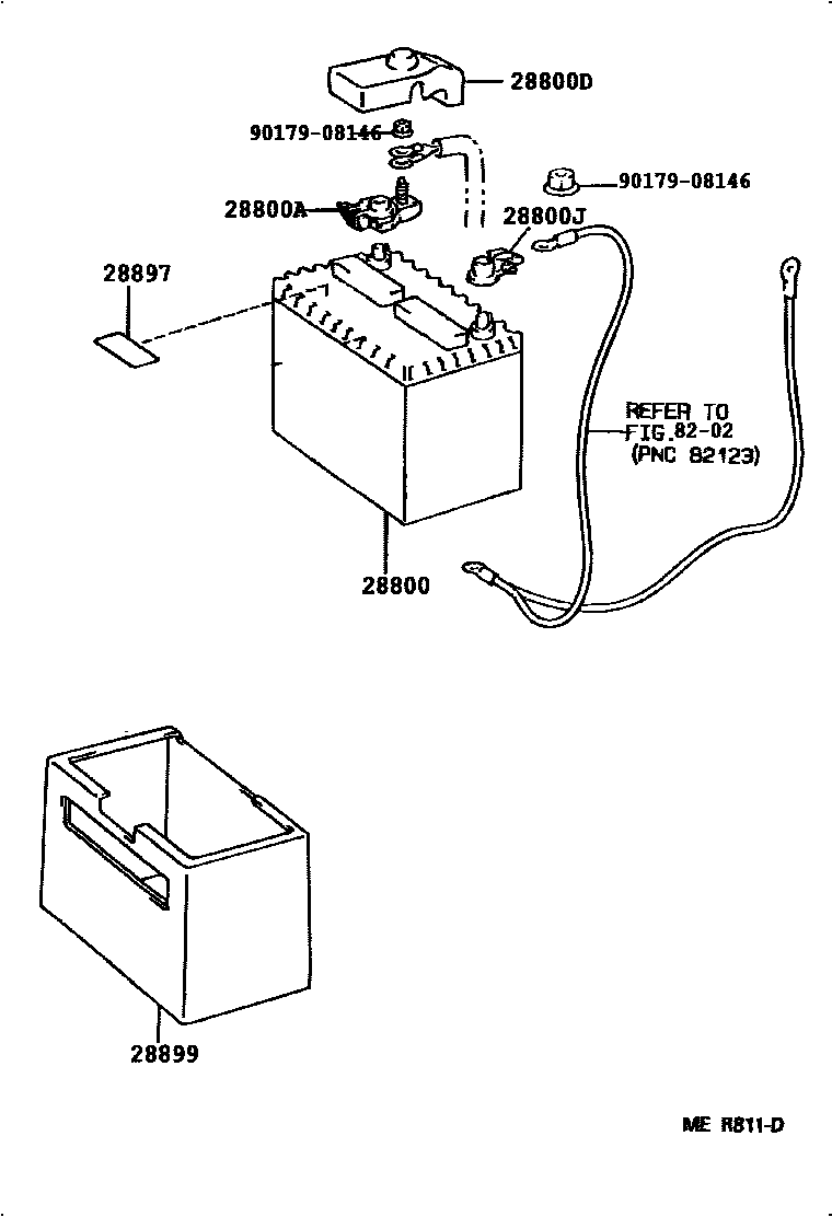 Toyota CAMRY 蓄电池和蓄电池电缆 EPC diagram — 827450