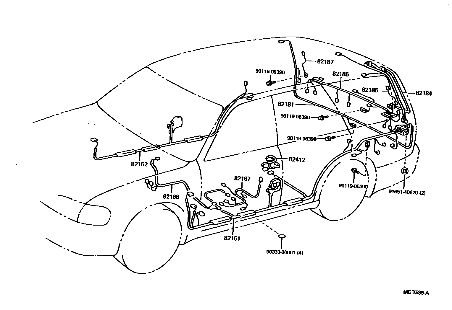 Toyota CAMRY 线束和卡夹 EPC diagram — MET585A
