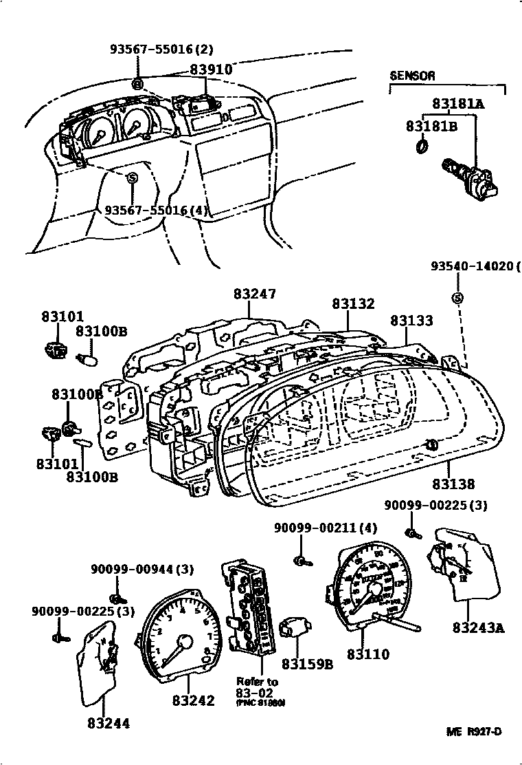 Toyota CAMRY 仪表 EPC diagram — 831583