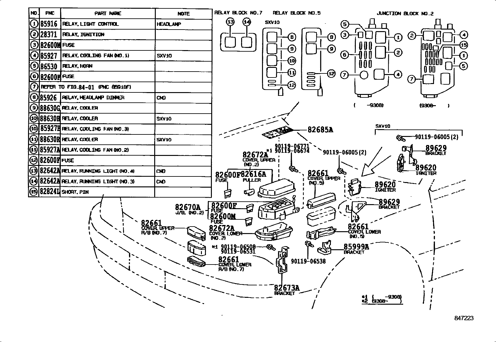 Toyota CAMRY 开关和继电器和ECU EPC diagram — 847223