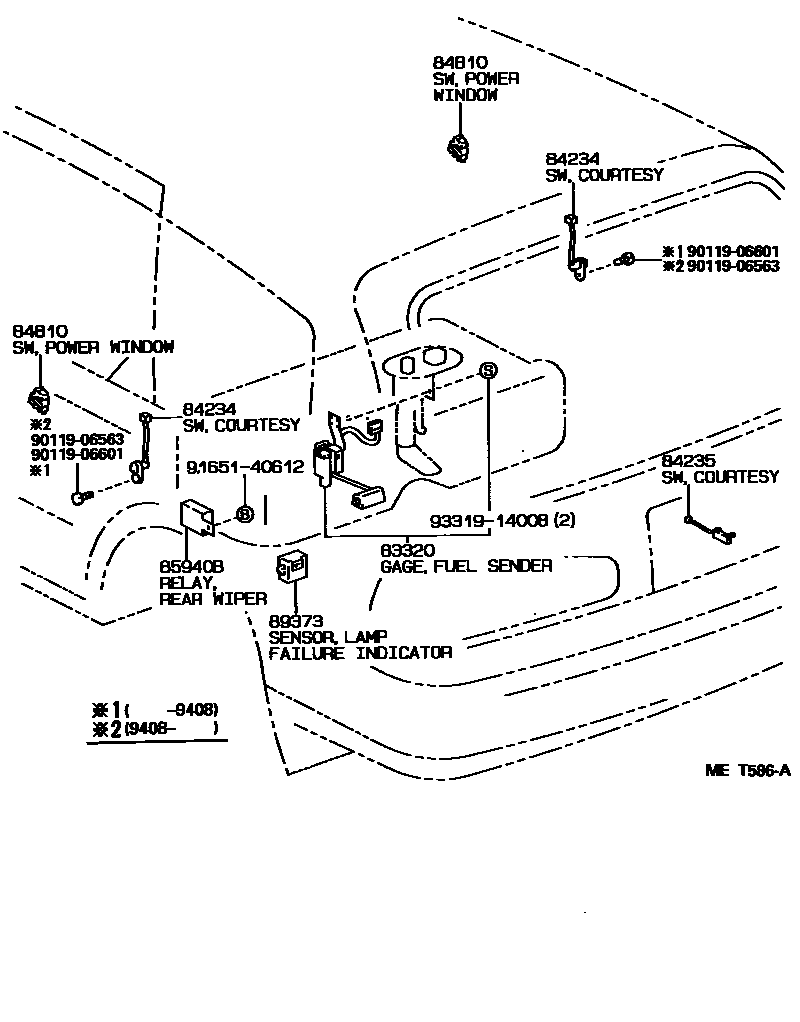 Toyota CAMRY 开关和继电器和ECU EPC diagram — MET586A