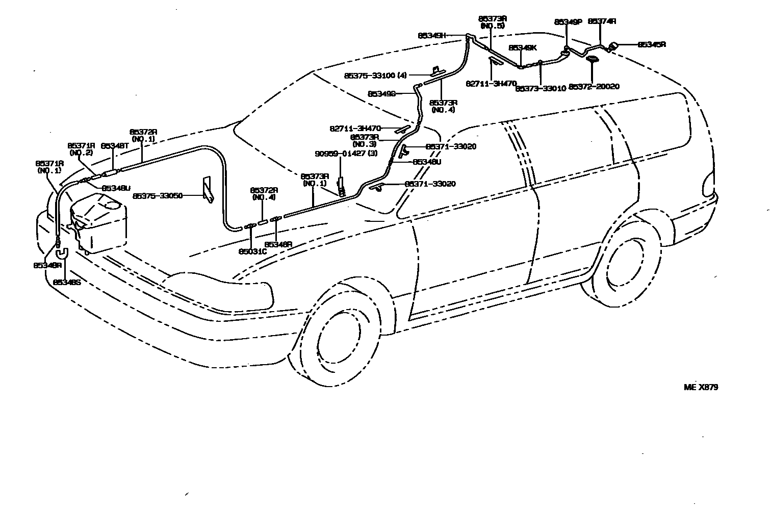 Toyota CAMRY 后清洗器 EPC diagram — MEX879