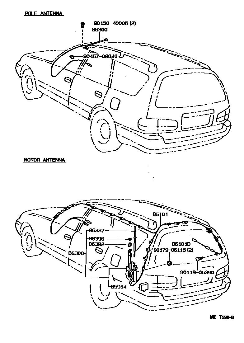 Toyota CAMRY antenna EPC diagram — MET590B