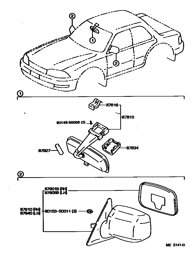 Toyota CAMRY 后视镜 EPC diagram — MES141D