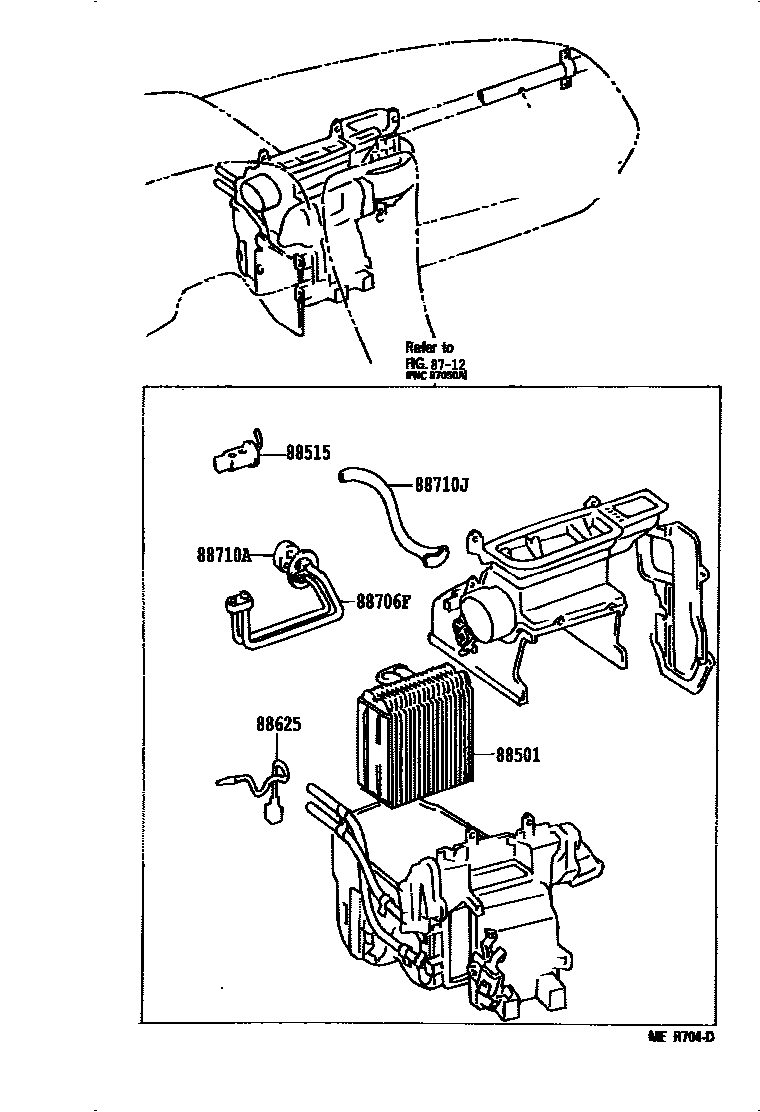 Toyota CAMRY 暖风和空调系统 - 冷却器组件 EPC diagram — 878099