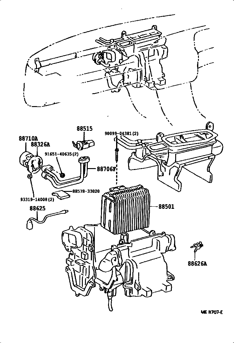 Toyota CAMRY 暖风和空调系统 - 冷却器组件 EPC diagram — 878100
