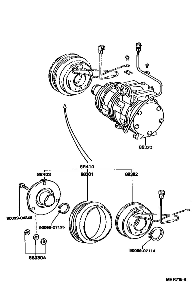 Toyota CAMRY Heating & Air Conditioning - Compressor EPC diagram — MER715B