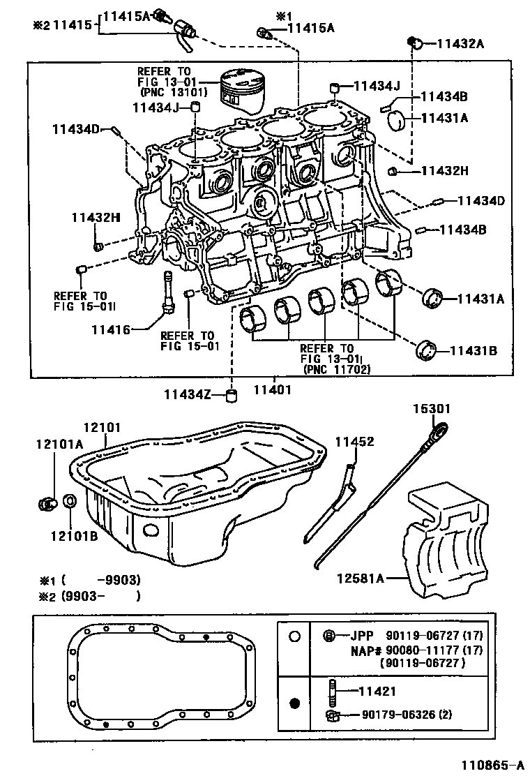 Toyota CAMRY Cylinder Block EPC diagram — 110865A